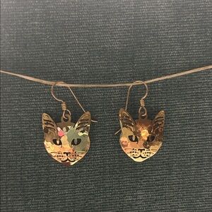 Designer Wild Bryde Cat Head Gld Earrings